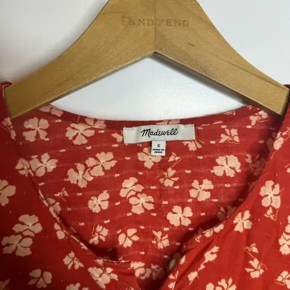 Madewell Red Floral Blouse - Picture 4 of 7